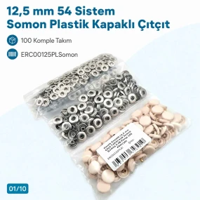 12,5 mm 54 Sistem Somon Plastik Kapaklı Çıtçıt 100 Takım ERC00125PLSomon