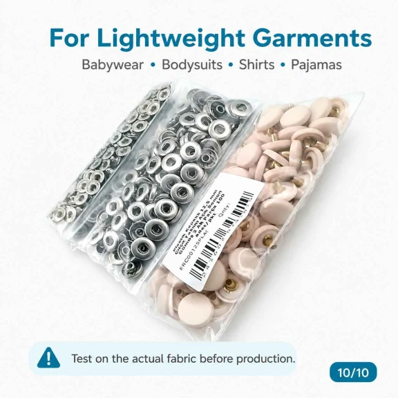12.5 mm / 0.49 in 54 System Light Salmon Plastic Capped Snap Fastener for babywear and lightweight textile applications