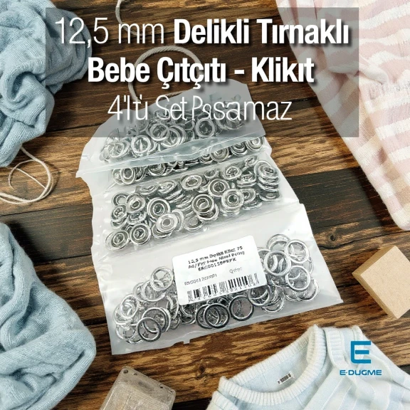 12.5 mm Perforated Click Brass Snap Fastener 75 Pieces / Pack ERC00125PRPK