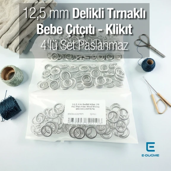 12.5 mm Perforated Click Brass Snap Fastener 75 Pieces / Pack ERC00125PRPK