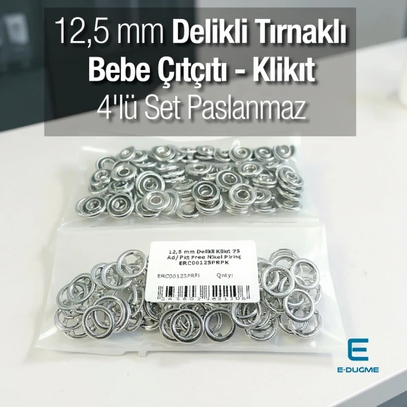 12.5 mm Perforated Click Brass Snap Fastener 75 Pieces / Pack ERC00125PRPK