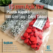 15 mm Çıtçıt Takımı Plastik Kapaklı Açık Nar 100 adet/pkt ERC0015PLANar