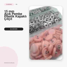 15 mm 54 Sistem Açık Pembe Plastik Kapaklı Çıtçıt 100 Takım ERC0015PLAPembe