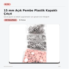 15 mm 54 Sistem Açık Pembe Plastik Kapaklı Çıtçıt 100 Takım ERC0015PLAPembe