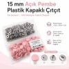 15 mm 54 Sistem Açık Pembe Plastik Kapaklı Çıtçıt 100 Takım ERC0015PLAPembe