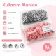 15 mm Açık Pembe Plastik Kapaklı Çıtçıt, çocuk giyimi, mont, çanta ve ev tekstili için ideal dört parçalı tekstil aksesuarı