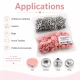 15 mm Açık Pembe Plastik Kapaklı Çıtçıt, çocuk giyimi, mont, çanta ve ev tekstili için ideal dört parçalı tekstil aksesuarı
