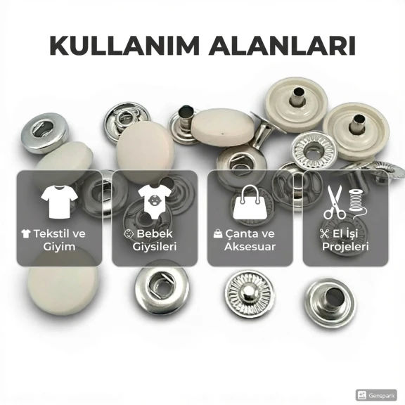 15 mm Plastik Açık Bej Kapaklı Çıtçıt Takımı 100 adet/pkt ERC0015PLAbej