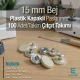 15 mm Çıtçıt Takımı Plastik Kapaklı Bej 100 adet/pkt ERC0015PLBej