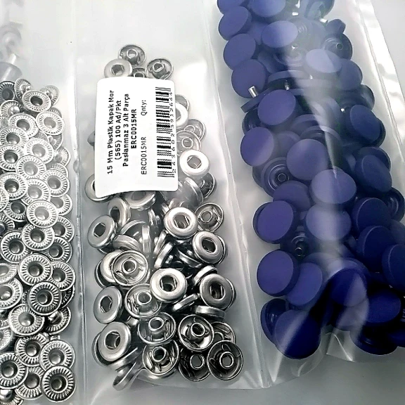 15 mm Çıtçıt Takımı Plastik Kapaklı Mor 100 adet/pkt ERC0015PLMor