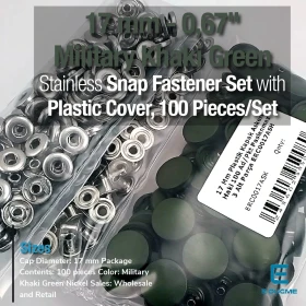 17 mm Plastik Kapaklı Çıtçıt Takımı Askeri Haki Yeşil 100 adet/pkt ERC0017PLAHYesil