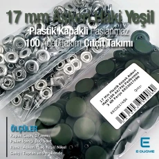 17 mm Plastik Kapaklı Çıtçıt Takımı Askeri Haki Yeşil 100 adet/pkt ERC0017PLAHYesil