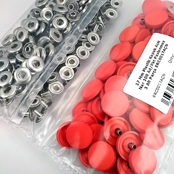 17 mm Plastik Kapaklı Çıtçıt Takımı Açık Nar 100 adet/pkt ERC0017PLANar