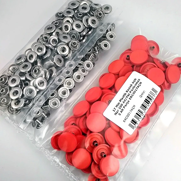 17 mm Plastik Kapaklı Çıtçıt Takımı Açık Nar 100 adet/pkt ERC0017PLANar