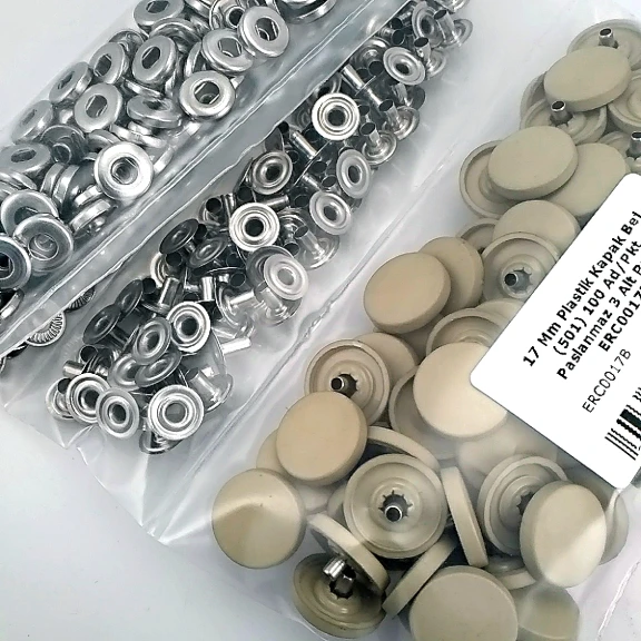 17 mm Çıtçıt Takımı Plastik Bej Kapaklı 100 adet/pkt ERC0017PLBej