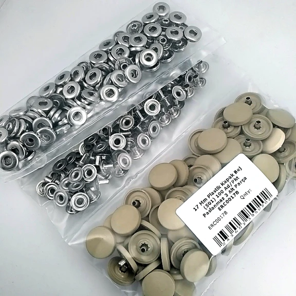 17 mm Çıtçıt Takımı Plastik Bej Kapaklı 100 adet/pkt ERC0017PLBej
