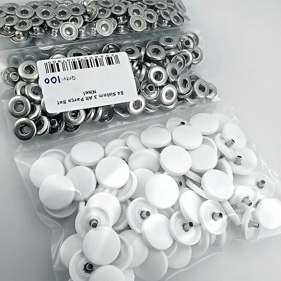 Plastic Cap Snap Fastener Set with 17 mm - 0,67" White 100 pieces/pack ERC0017PLBeyaz