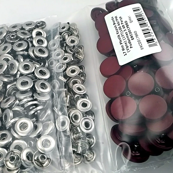 17 mm Çıtçıt Takımı Plastik Bordo Kapaklı 100 adet/pkt ERC0017PLBrd