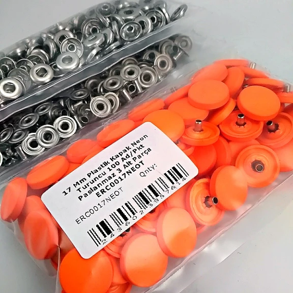 17 mm Plastik Kapaklı Çıtçıt Takımı Neon Turuncu 100 adet/pkt ERC0017PLNTuruncu