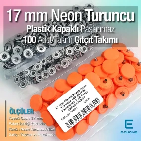 17 mm Plastik Kapaklı Çıtçıt Takımı Neon Turuncu 100 adet/pkt ERC0017PLNTuruncu