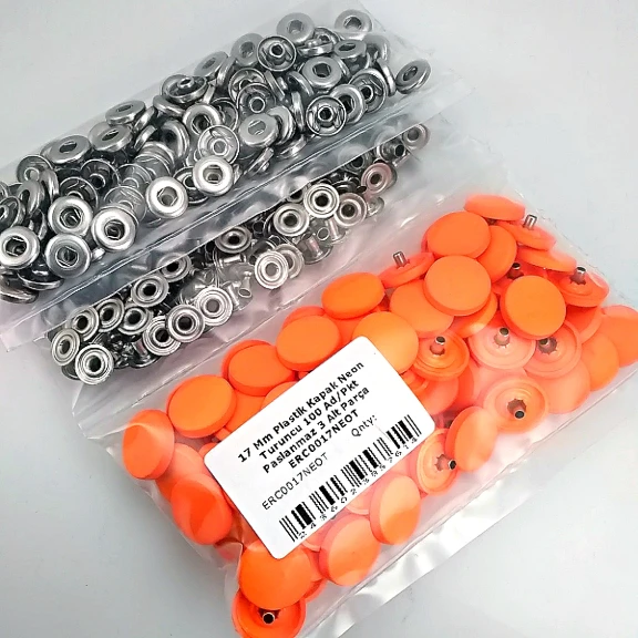 17 mm Plastik Kapaklı Çıtçıt Takımı Neon Turuncu 100 adet/pkt ERC0017PLNTuruncu