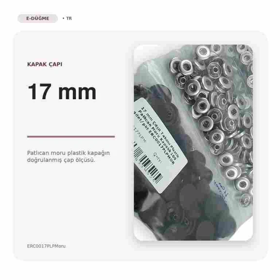 17 mm Patlıcan Moru Plastik Kapaklı Çıtçıt Takımı - 100 Takım ERC0017PLPMoru