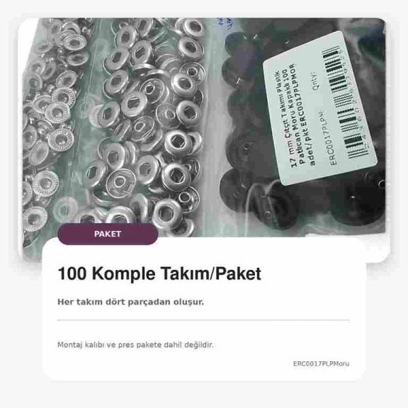 17 mm Patlıcan Moru Plastik Kapaklı Çıtçıt Takımı - 100 Takım ERC0017PLPMoru