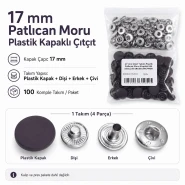 17 mm Patlıcan Moru Plastik Kapaklı Çıtçıt Takımı 100 Takım ERC0017PLPMoru