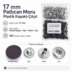 17 mm / 0.669 in Aubergine Purple Plastic-Capped Snap Fastener, 100 Sets ERC0017PLPMoru