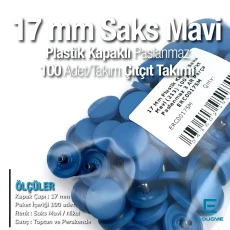 17 mm Çıtçıt Takımı Plastik Kapaklı Saks Mavi 100 adet/pkt ERC0017PLSMavi
