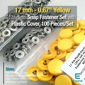 Snap Fastener Set with Cap Plastic 17 mm - 0,67"  Yellow 100 pieces/pack ERC0017PLSar