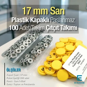 Snap Fastener Set with Cap Plastic 17 mm - 0,67"  Yellow 100 pieces/pack ERC0017PLSar