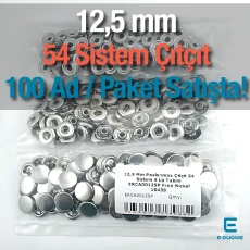 Çıtçıt Düğme 54 Sistem 12,5 mm Hafif Bombeli Paslanmaz Çıtçıt 100 Ad / Paket ERCA00125P