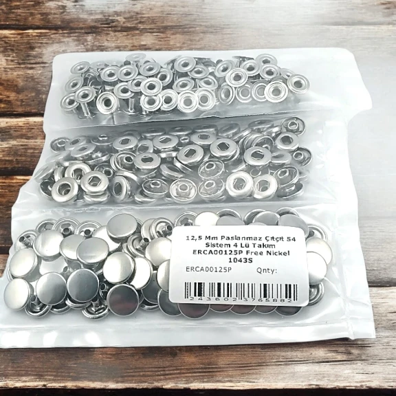 Çıtçıt Düğme 54 Sistem 12,5 mm Hafif Bombeli Paslanmaz Çıtçıt 100 Ad / Paket ERCA00125P