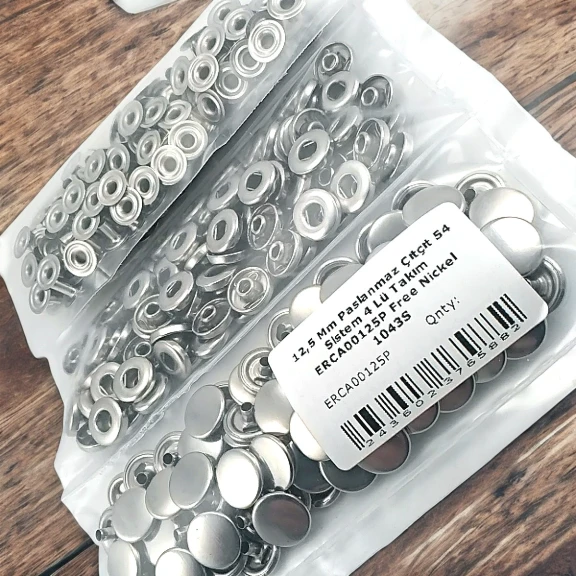 Çıtçıt Düğme 54 Sistem 12,5 mm Hafif Bombeli Paslanmaz Çıtçıt 100 Ad / Paket ERCA00125P