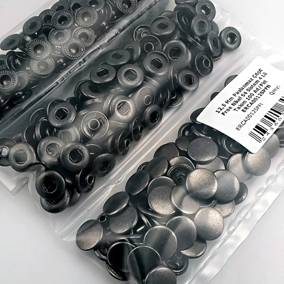 12.5 mm 0.49" Slightly Domed Stainless Steel Snap Fastener Black Nickel (Gunmetal) Snap Button 54 System 100 Pieces / Pack ERCA00125PSN