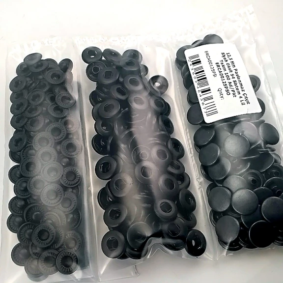 12,5 mm Hafif Bombeli Paslanmaz Çıtçıt Siyah Oksit Çıtçıt Düğme 54 Sistem 100 Ad / Paket ERCA00125PSO