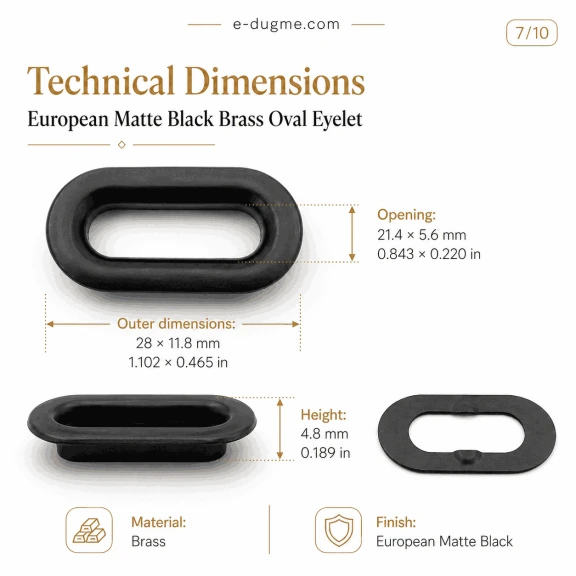 20 mm European Matte Black Brass Oval Eyelets for crafting, 50 pieces pack