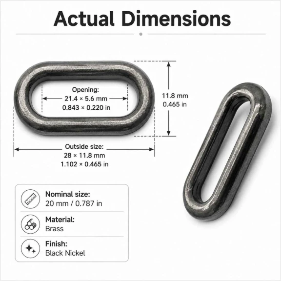No 4 / 2 cm Pirinç Oval Kuşgözü Füme Black Nickel - 50 Adet, çanta, ayakkabı ve dekoratif tekstil için ideal metal aksesuar