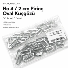 No 4 / 2 cm Pirinç Oval Kuşgözü 50 Adet EROV0020PR