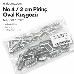 No 4 / 2 cm Pirinç Oval Kuşgözü 50 Adet EROV0020PR