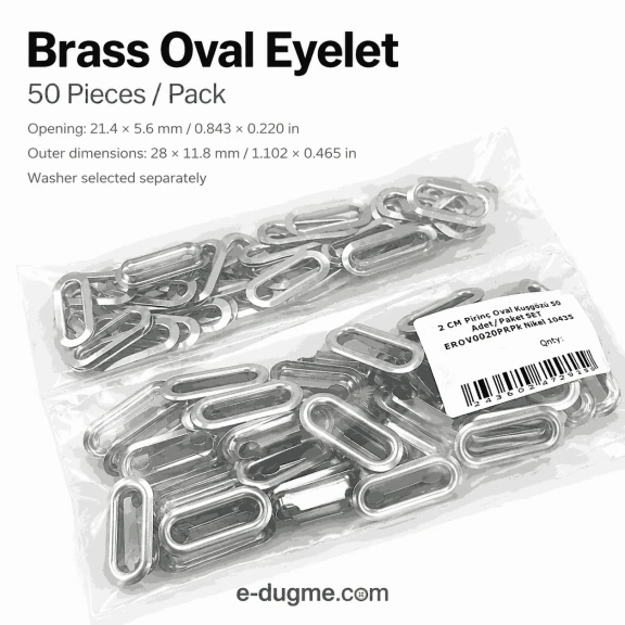 No 4 / 2 cm Pirinç Oval Kuşgözü, çanta ve ayakkabı aksesuarları için ideal metal parça