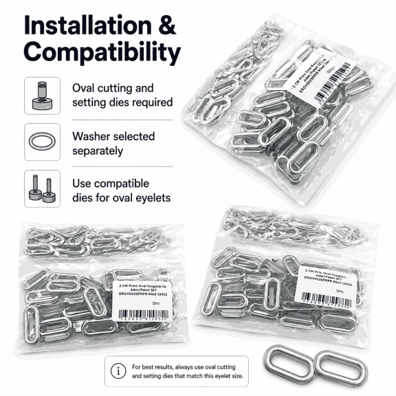 No 4 / 2 cm Pirinç Oval Kuşgözü, çanta ve ayakkabı aksesuarları için ideal metal parça