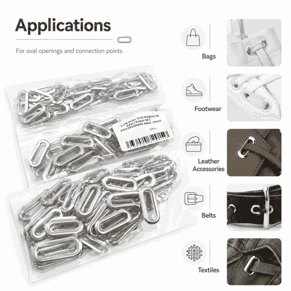 No 4 / 2 cm Pirinç Oval Kuşgözü, çanta ve ayakkabı aksesuarları için ideal metal parça