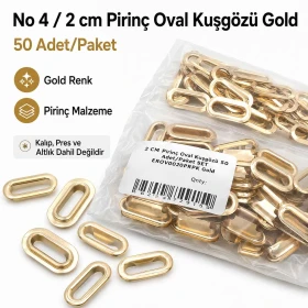 Oval Kuşgözü 2 cm Gold 50 Adet/Paket Pirinç – EROV0020PRPKGLD