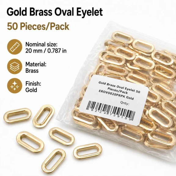 No 4 / 2 cm Pirinç Oval Kuşgözü Gold 50 Adet/Paket - Estetik ve dayanıklı aksesuar çözümü