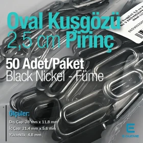 Oval Kuşgözü 2,5 cm Füme - Black Nickel 50 Adet/Paket Pirinç – EROV0025PRPKBN