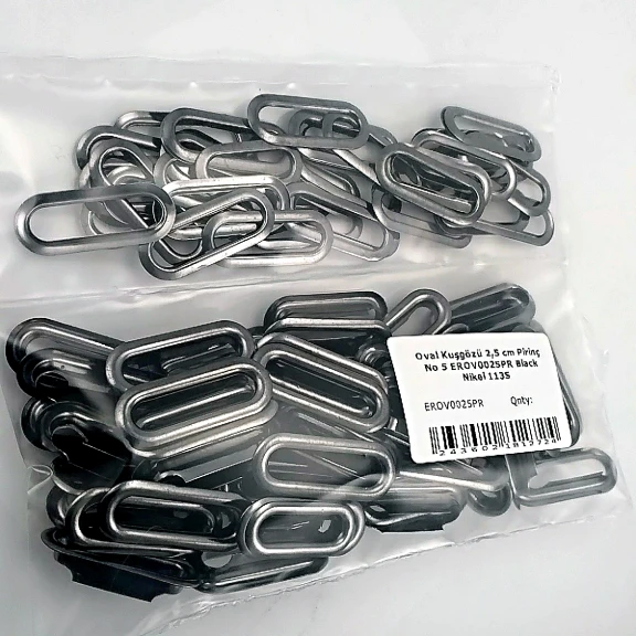 25 mm (0.98") Smoke Black Nickel Brass Oval Eyelets, 50 Pieces/Pack – EROV0025PRPKBN