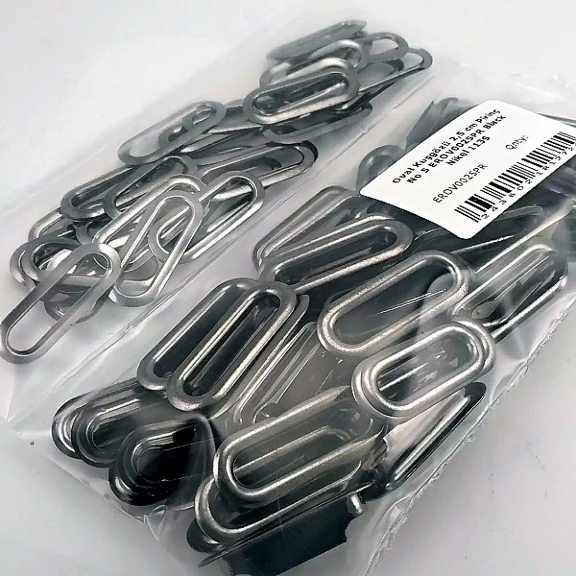 25 mm (0.98") Smoke Black Nickel Brass Oval Eyelets, 50 Pieces/Pack – EROV0025PRPKBN