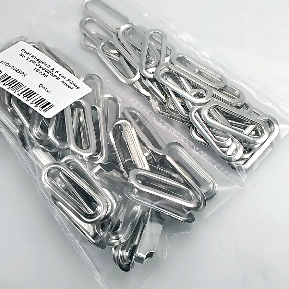 25 mm (0.98") Free Nickel Brass Oval Eyelets, 50 Pieces/Pack – EROV0025PRPKFN